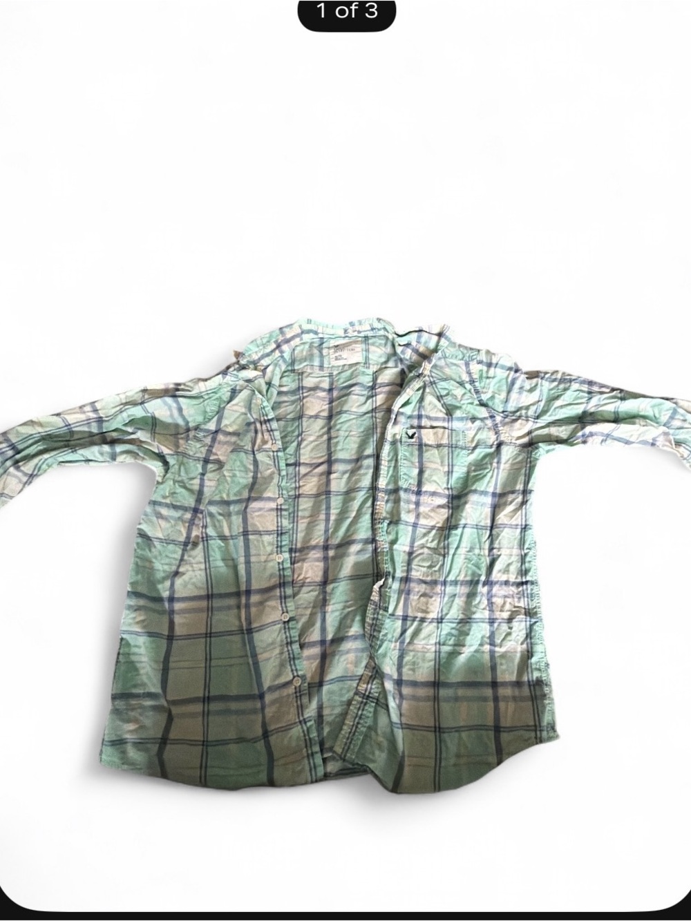 American Eagle Outfitters Mint Green Plaid Button-Down Shirt